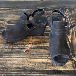 Vaneli Black Suede Wedges